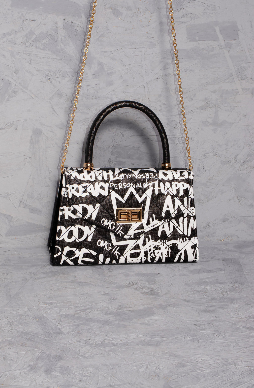 Graffiti Cross Body Mini Bag Black & White