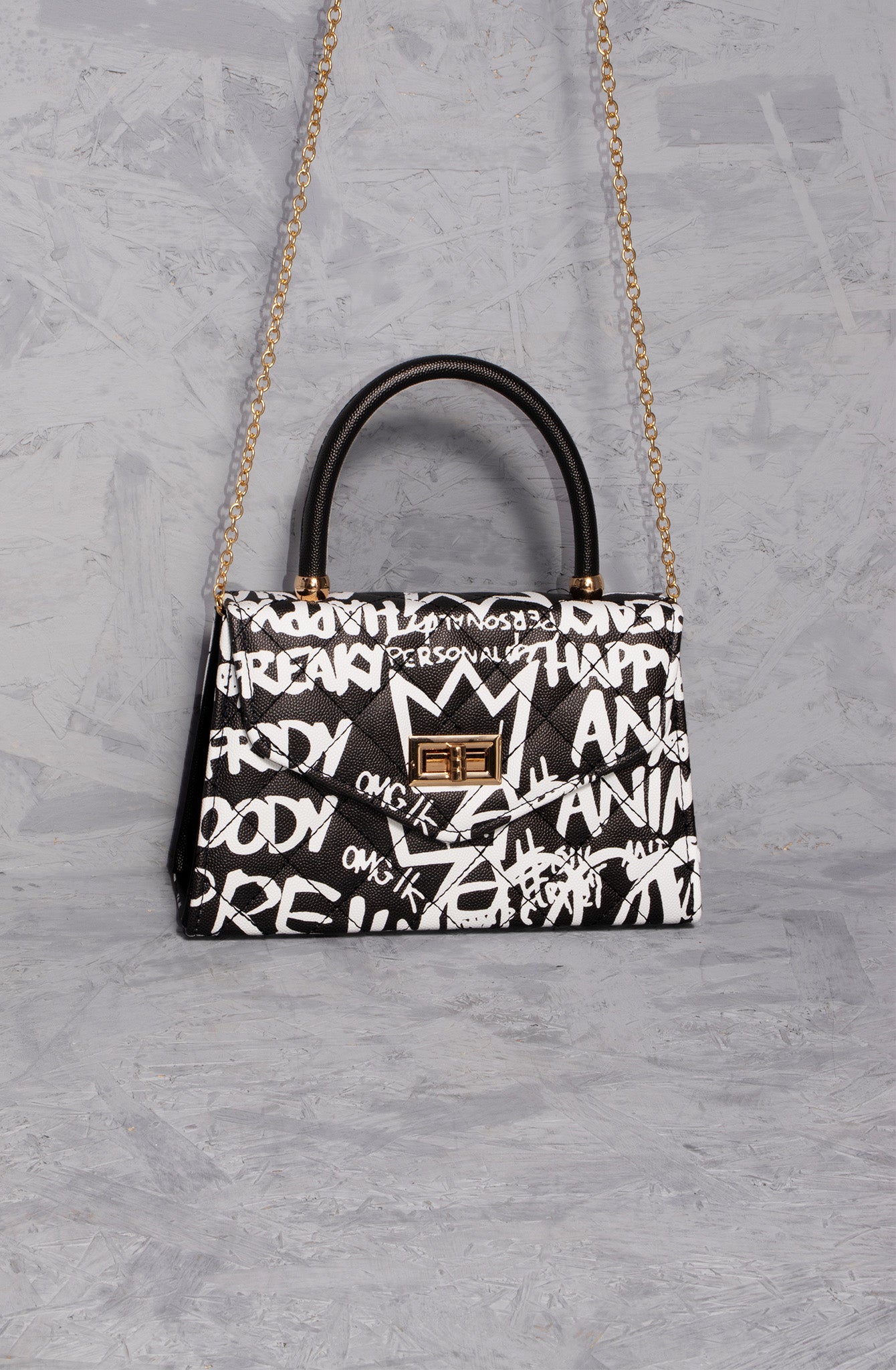 Graffiti Cross Body Mini Bag Black & White