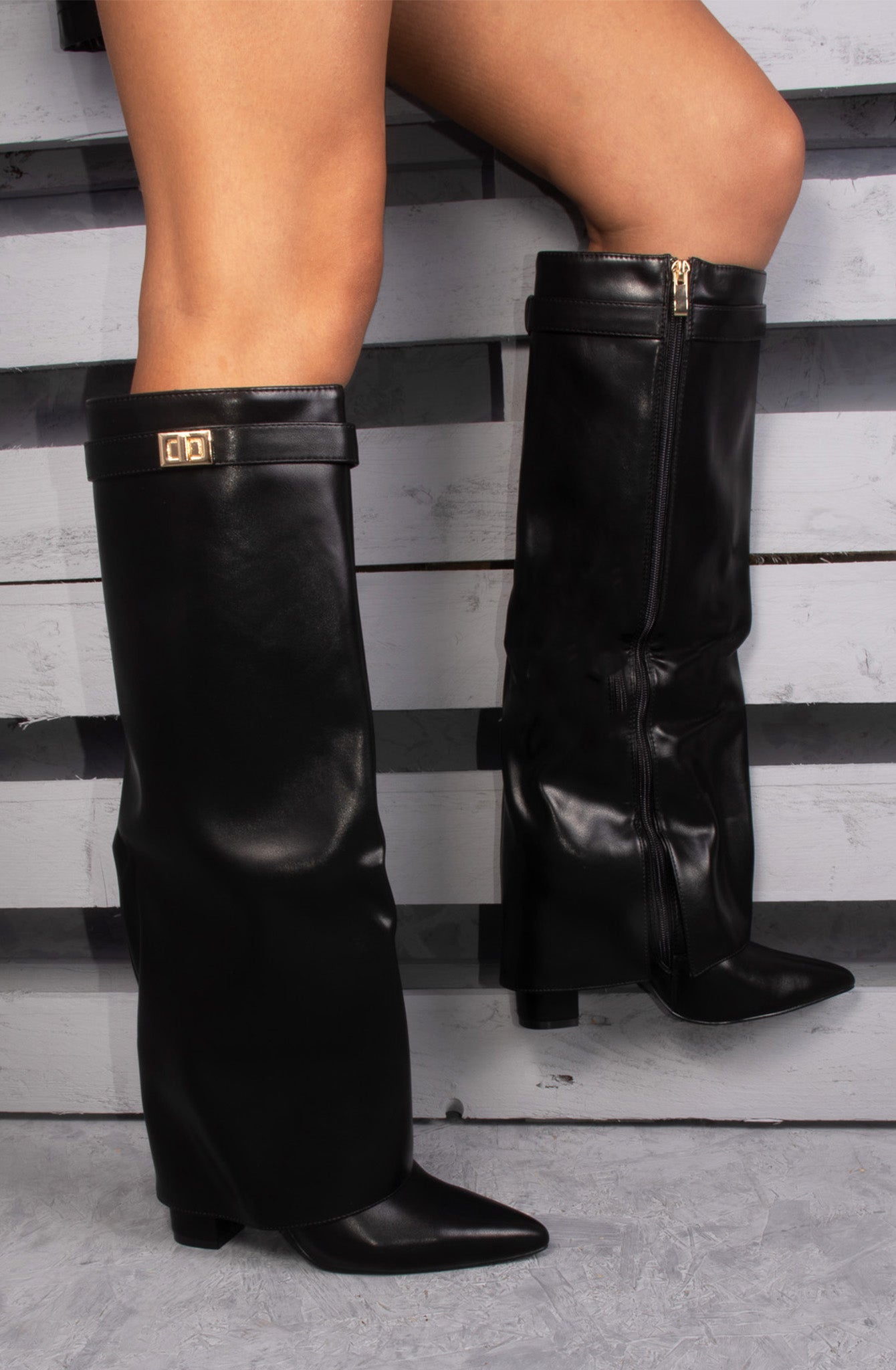 Over the store knee buckle boots