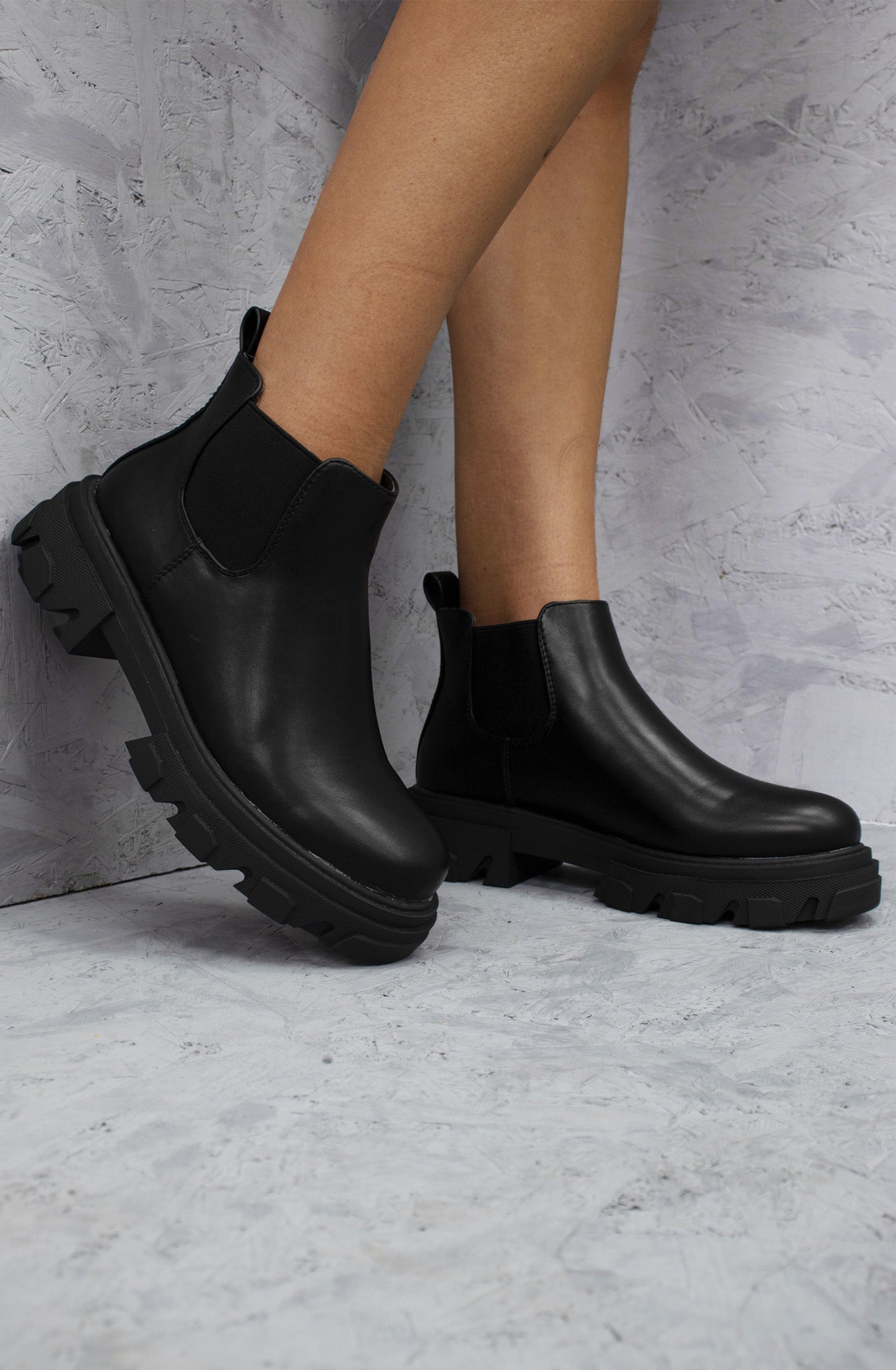 Ultra Mini Faux Leather Ankle Boots