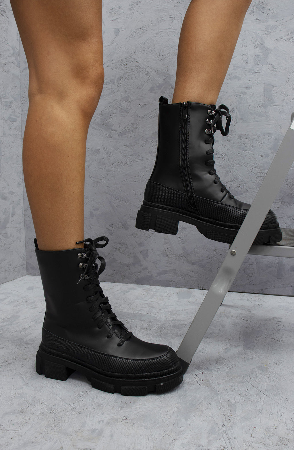 Rocket Chunky Platform Lace Up Boots Black