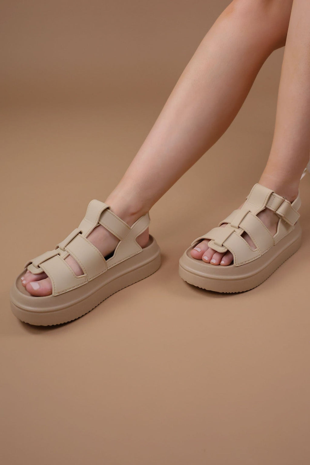 Beige Chunky Gladiator Sandals