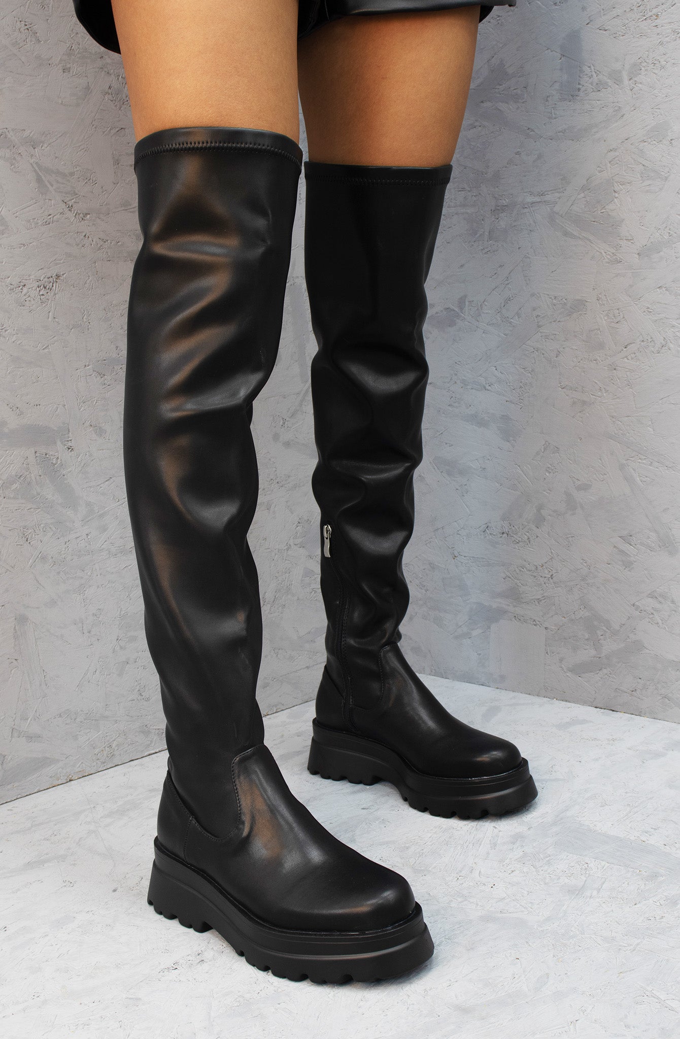 Uproar Faux Leather Over The Knee Platform Boots
