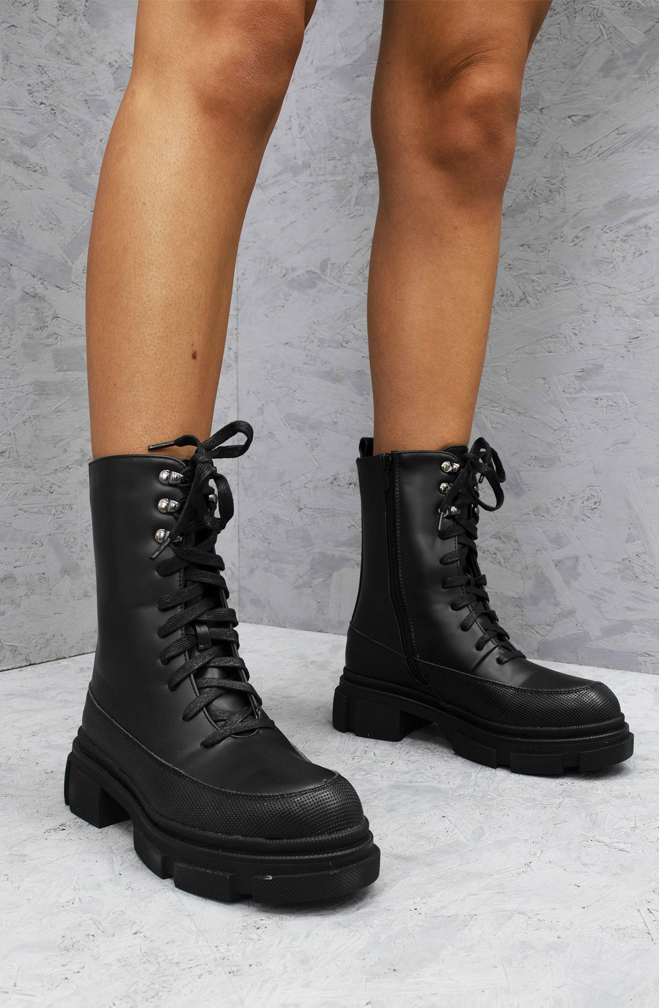 Rocket Chunky Platform Lace Up Boots Black