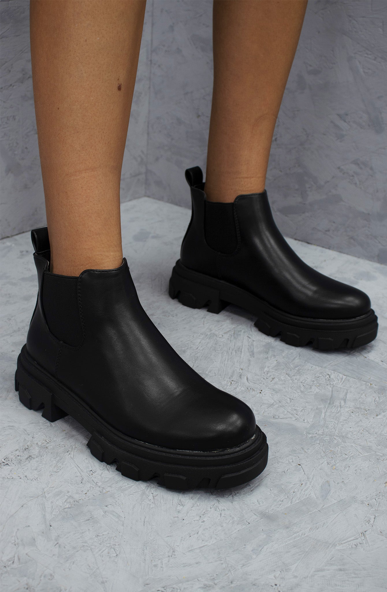Ultra Mini Faux Leather Ankle Boots