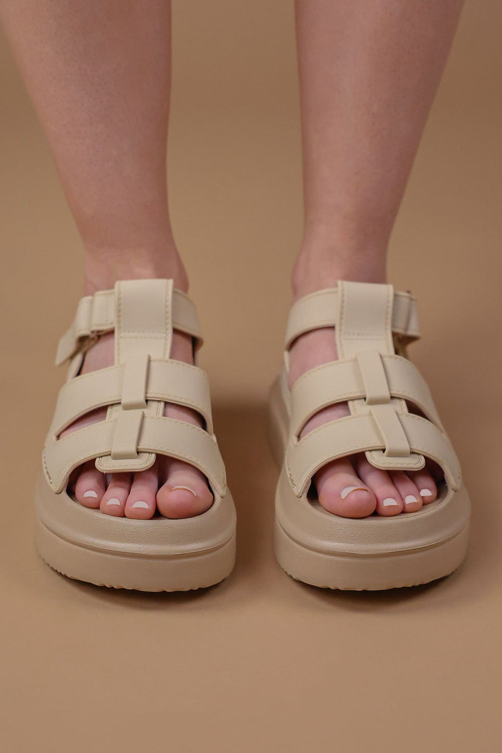 Beige Chunky Gladiator Sandals