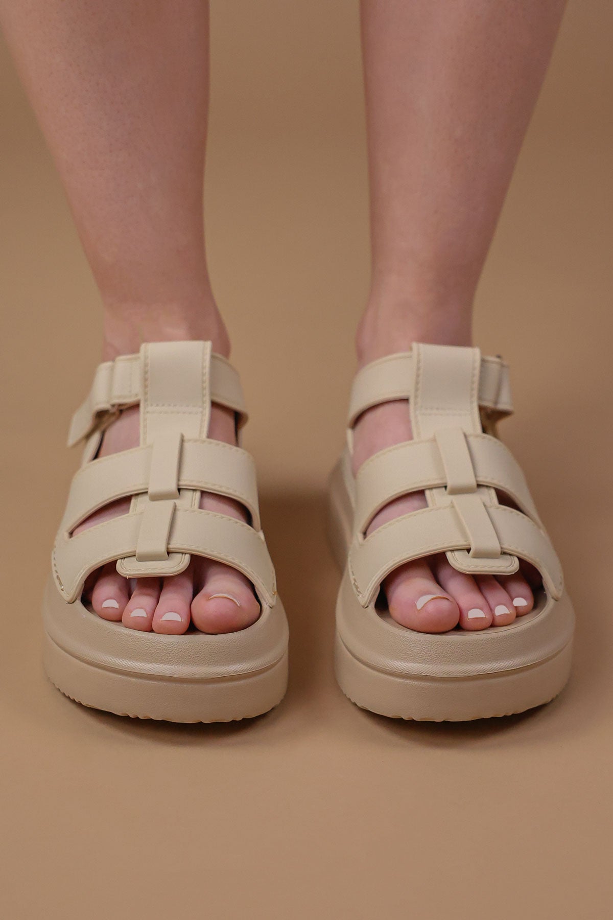 Beige Chunky Gladiator Sandals