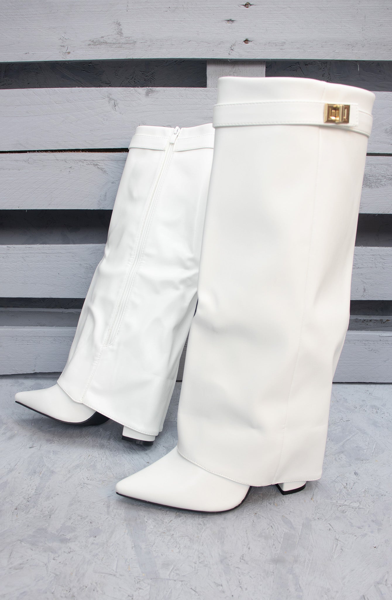 White Fold Over Shark Classic Knee High Boot