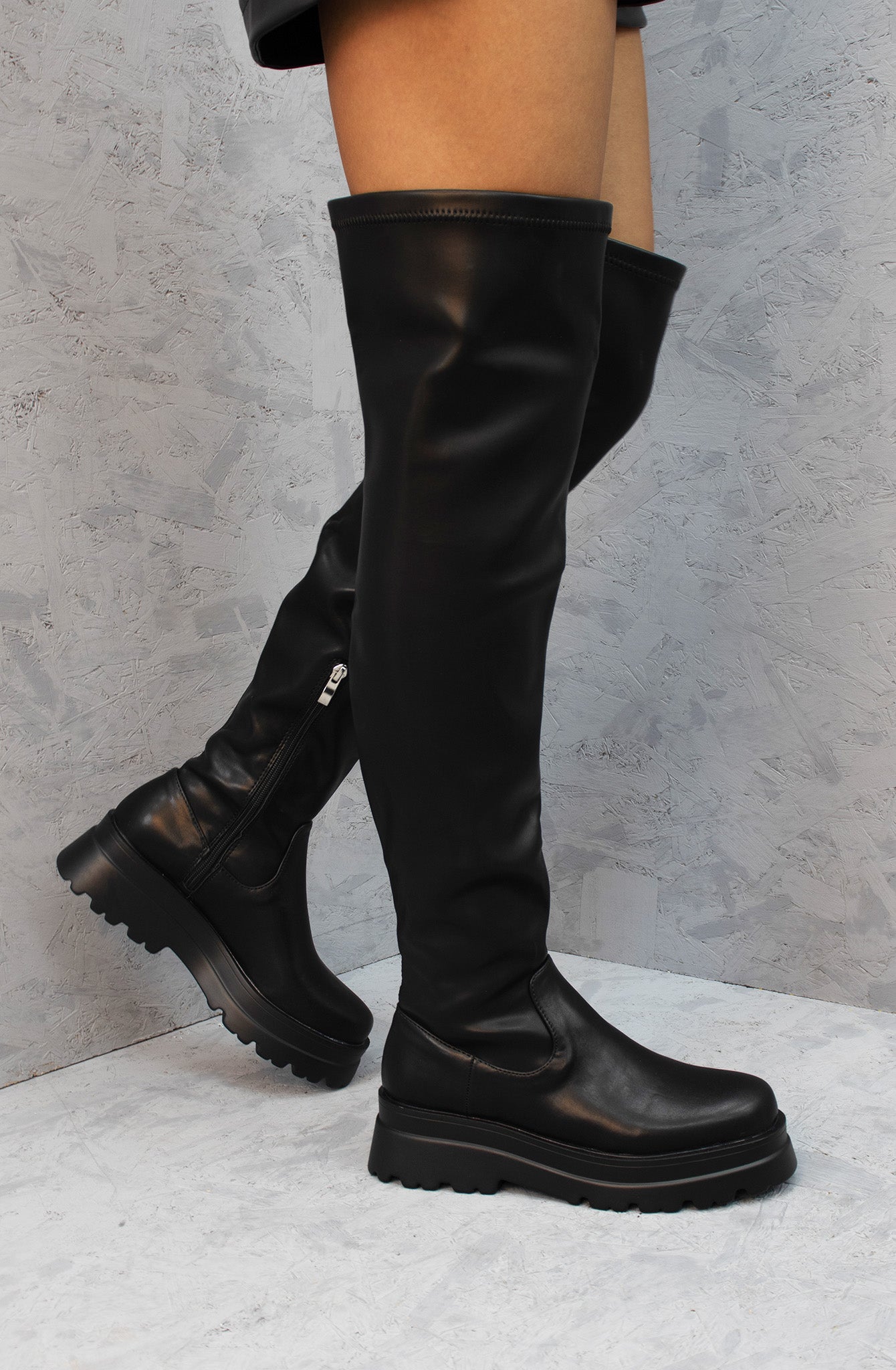 Uproar Faux Leather Over The Knee Platform Boots