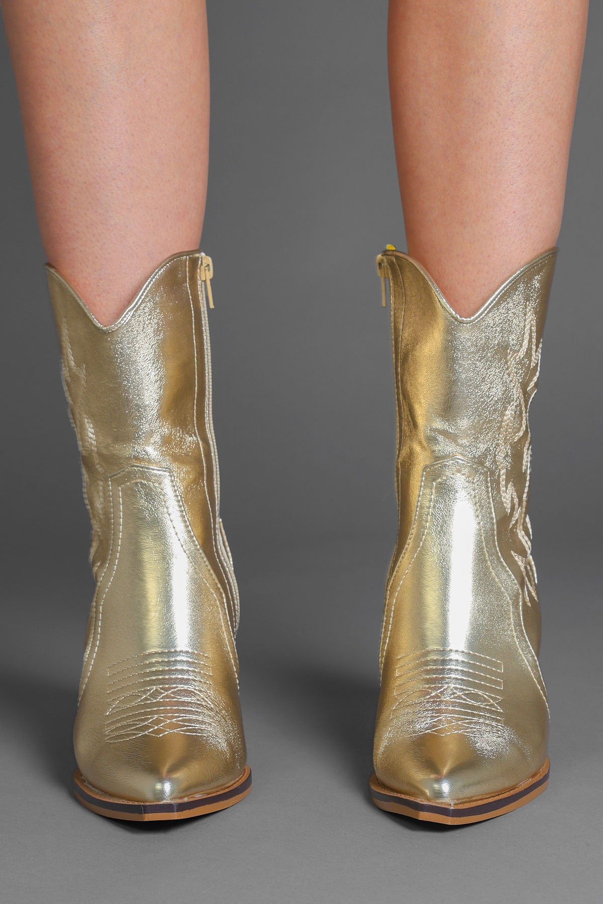 Gold Embroidered Classic Western Ankle Cowboy Boots