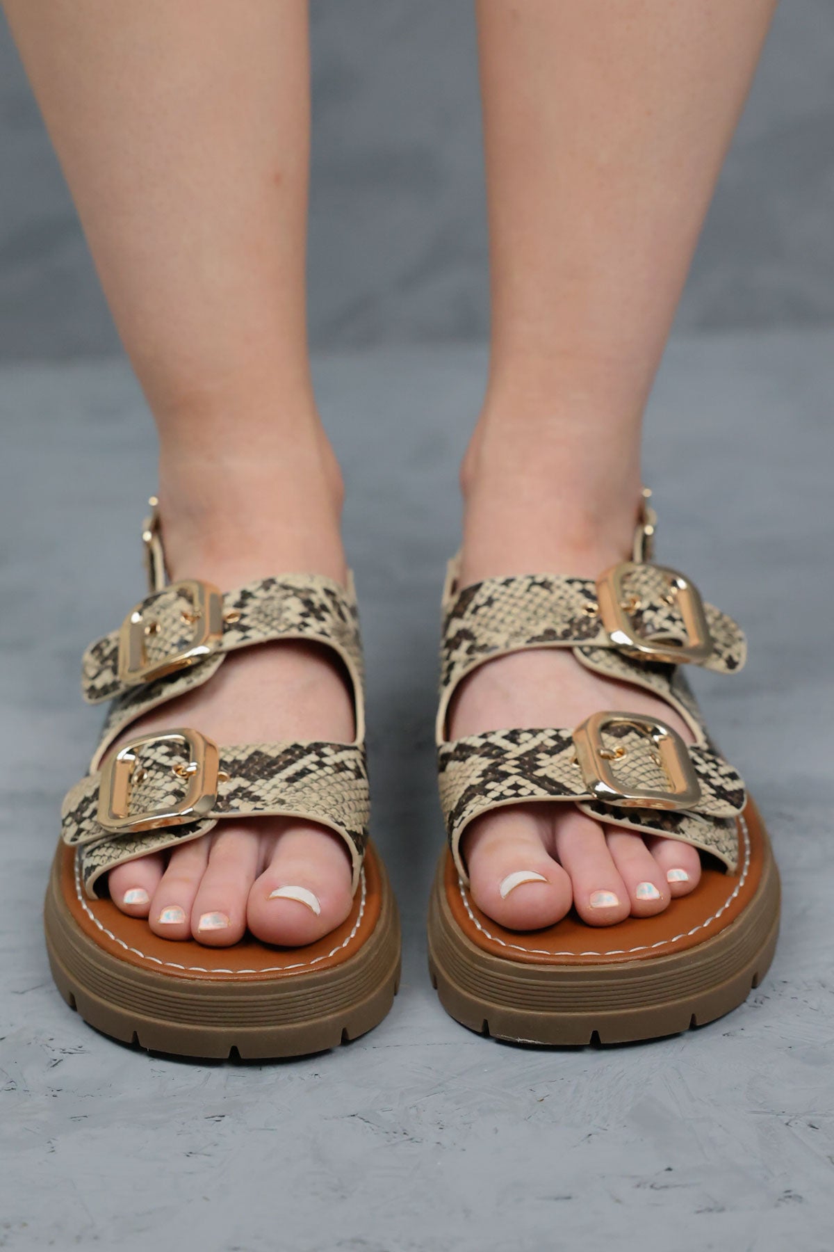 Izzy Snake Chunky Buckle Up Sandals