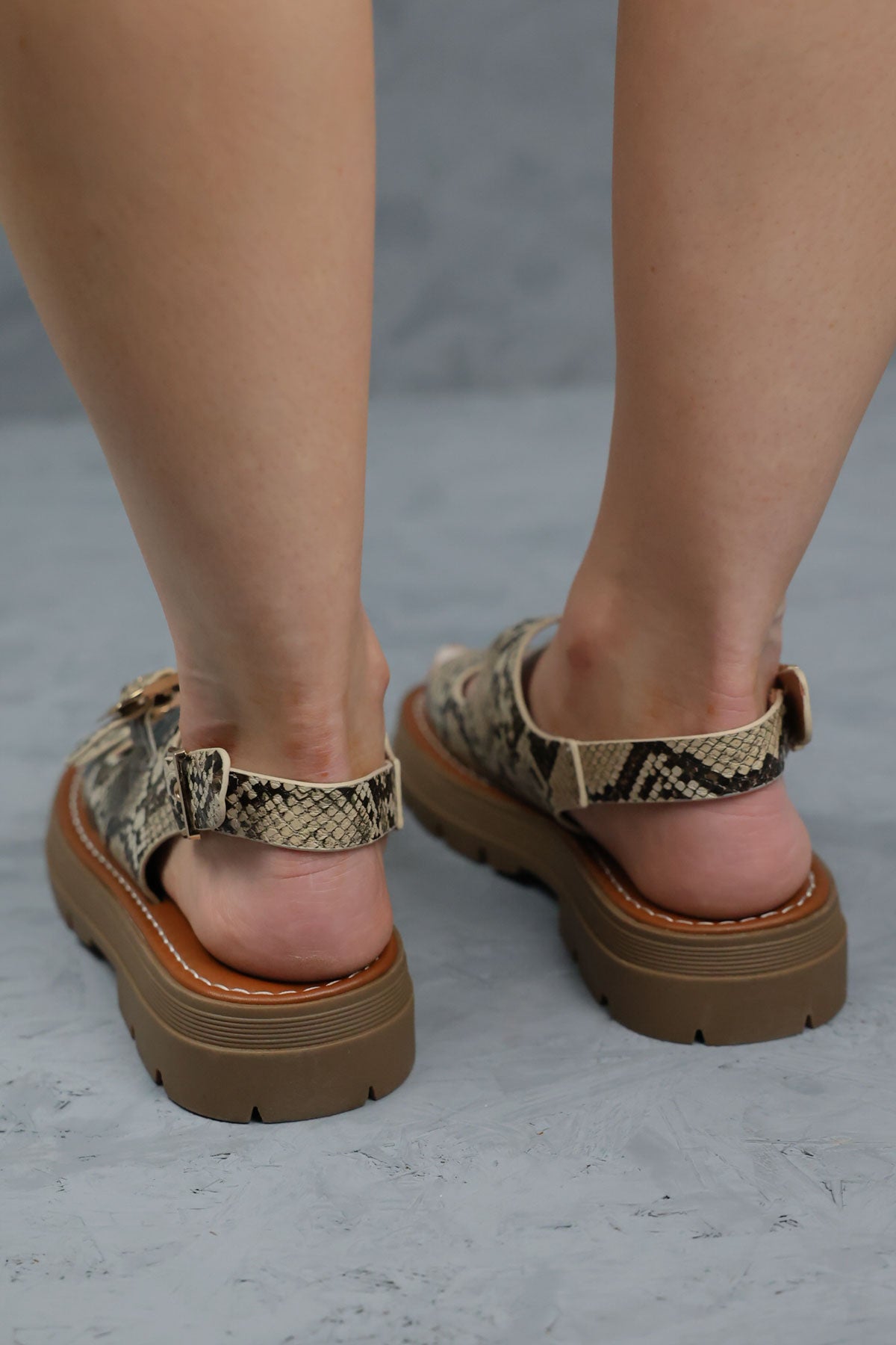 Izzy Snake Chunky Buckle Up Sandals