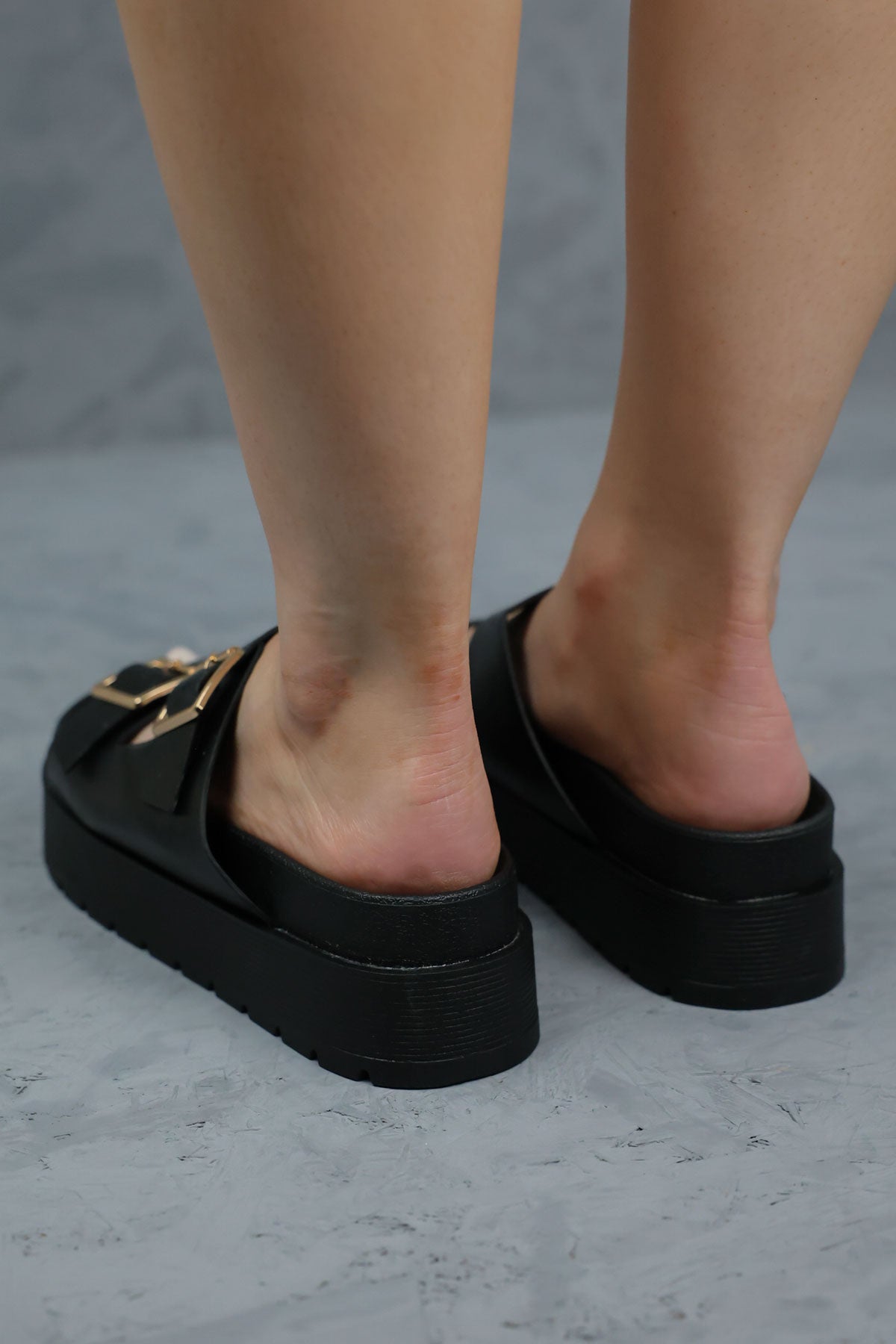 Bryony Black Chunky Buckle Sandals
