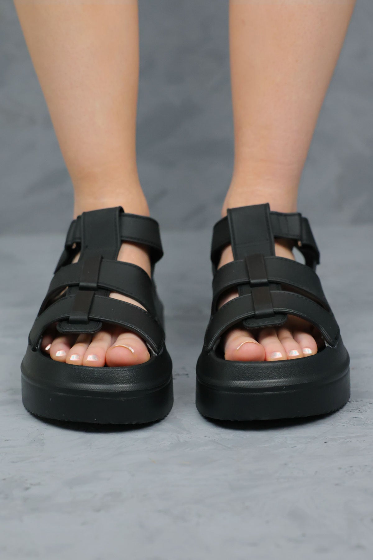Black Chunky Gladiator Sandals