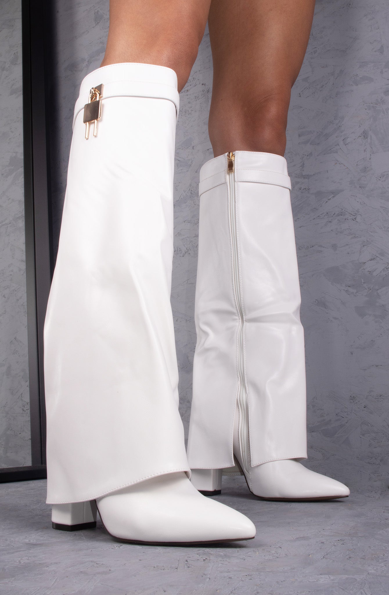 White over knee high 2024 boots