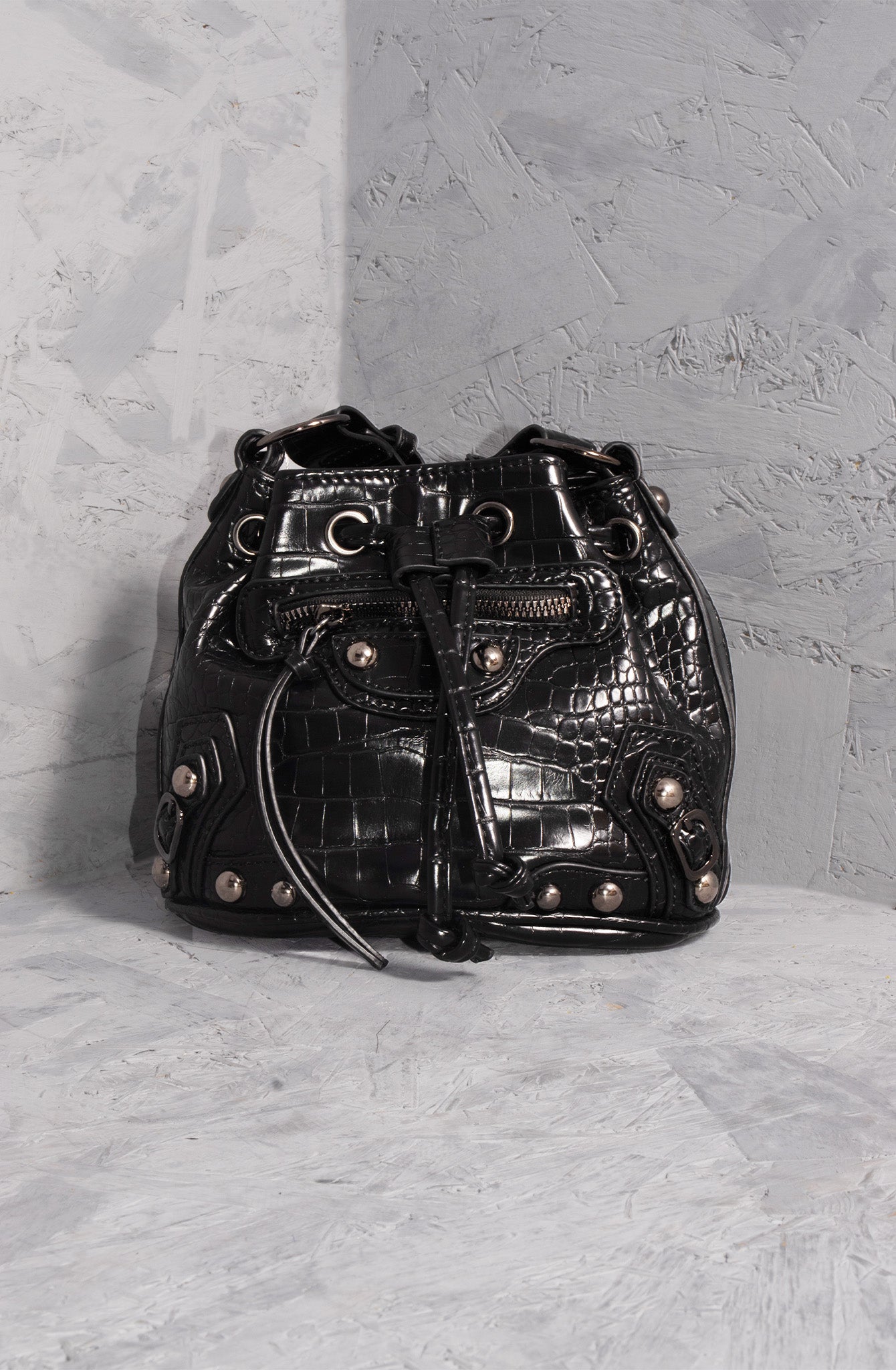 Pouch Cross Body Bag Black Croc